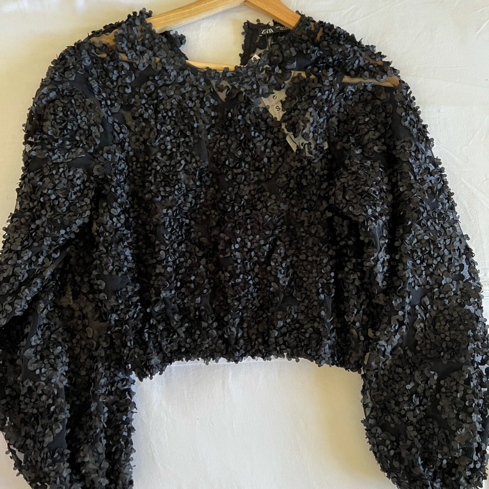 New with tag: Zara Black Blouse (crop top).